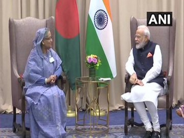 The India-Bangladesh bilateral underway in New York on Friday (Photo/ANI)