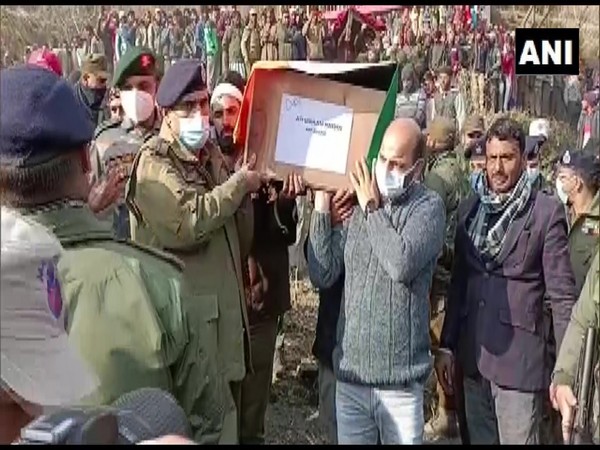Srinagar terror attack: Tributes paid to ASI Ghulam Hassan as people mourn, at his native village in Ramban (Photo/ANI)