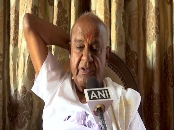 Former Prime Minister HD Deve Gowda speaking to ANI in Bengaluru on Monday. Photo/ANI
