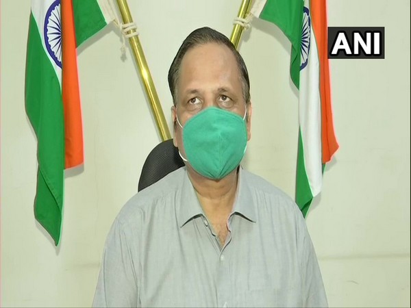 Delhi Health Minister Satyendar Jain while speaking to media. (Photo/ANI)