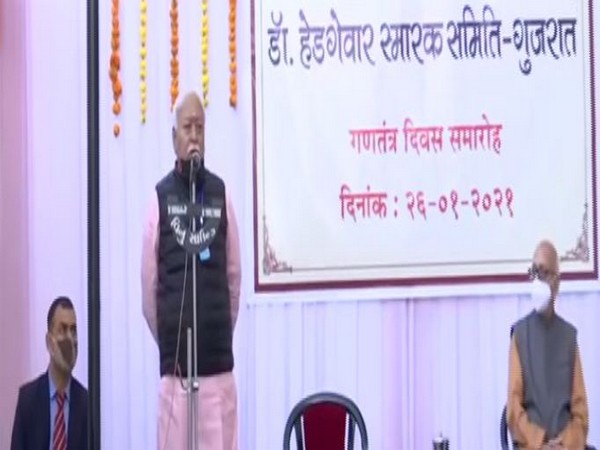 Rashtriya Swayamsevak Sangh (RSS) chief Mohan Bhagwat celebrates Republic Day in Gujarat