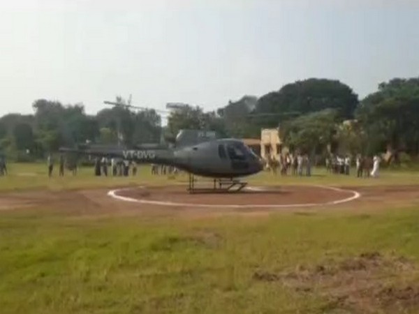 The helicopter on the school ground. (Photo/ANI)