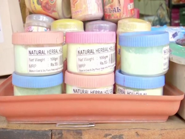 Visuals from a colour shop in Hyderabad, Telangana on Sunday. Photo/ANI