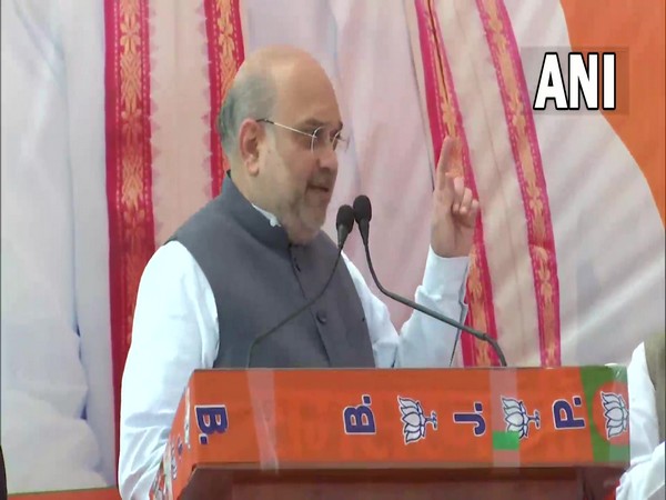 Union Home Minister Amit Shah addressing a rally in Ghazipur. (Photo/ANI)