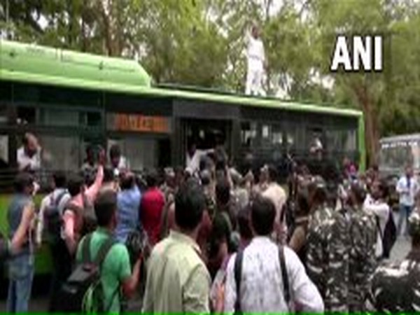 Delhi Police detained Congress workers protesting in supoort of Rahul Gandhi. (Photo/ANI)