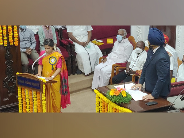 R Priya being sworn in as Chennai mayor (Photo/ANI)