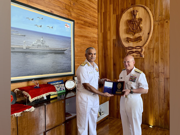 US Chief of Naval Operations (CNO) Adm. Mike Gilday (On the right). Photo Credit: Indian Navy Twitter)