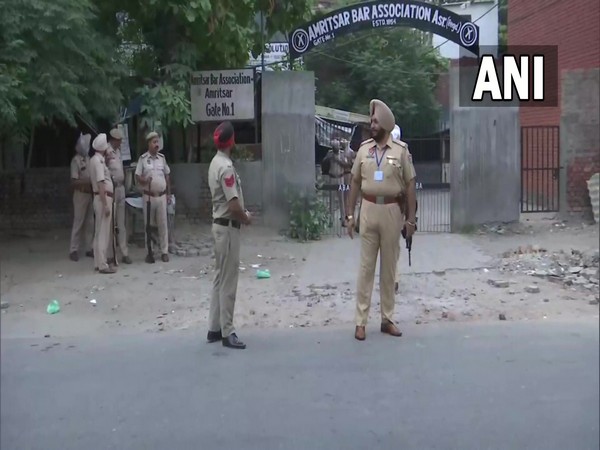 Police force outside Amritsar Court on Tuesday. (ANI/photo)