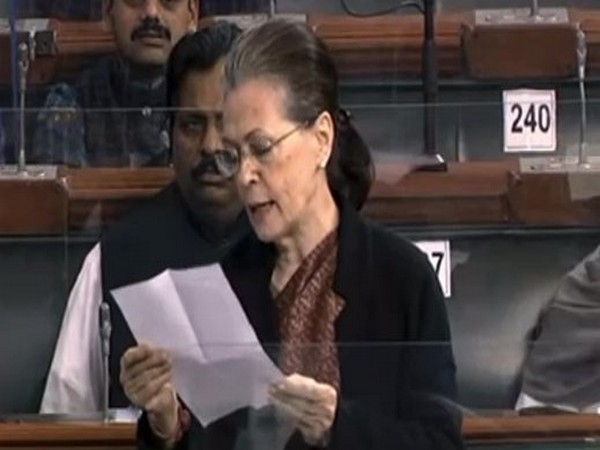 Congress interim President Sonia Gandhi in Lok Sabha (Photo/ANI)