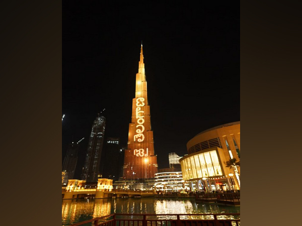 Visual of light show on Burj Khalifa.