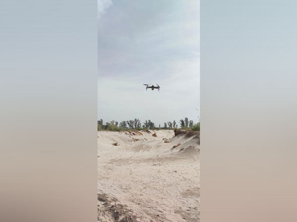 A drone is being used to check the extent of illegal mining