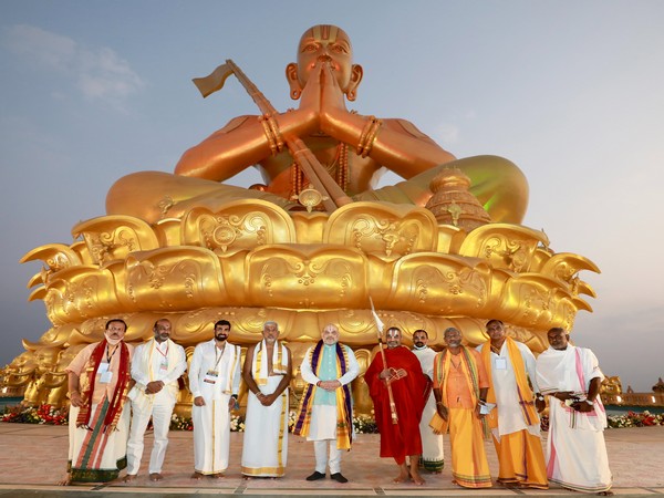  Union Home Minister Amit Shah (centre) at Statue of Equality in Hyderabad