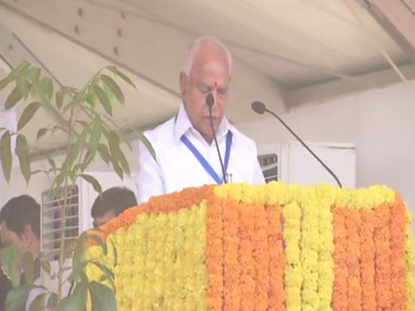 Karnataka Chief Minister BS Yediyurappa on Thursday in Karnataka's Tumakuru. (Courtesy: DD News)
