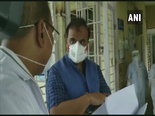 Assam Health Minister Himanta Biswa Sarma during his visit to a hospital in Tinsukia on Sunday.
