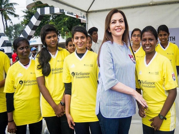 Reliance Industries Ltd Director Nita Ambani with athletes.