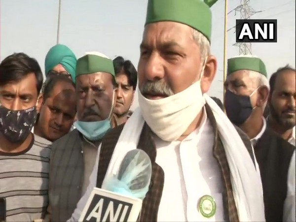 Bharatiya Kisan Union spokesperson Rakesh Tikait speaking to reporters in New Delhi on Tuesday. Photo/ANI