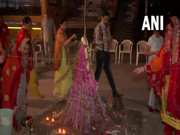 Visual of people celebrating Holika Dahan in Amritsar (Photo/ANI)