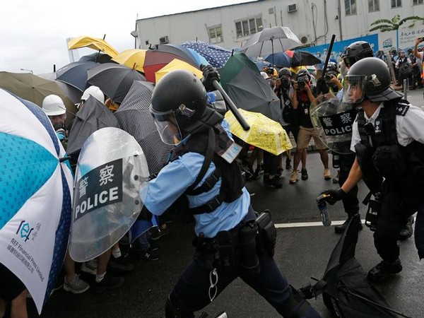 Clashes brake out between Hong Kong police and anti-government demonstrators on Monday morning ahead of protests. 