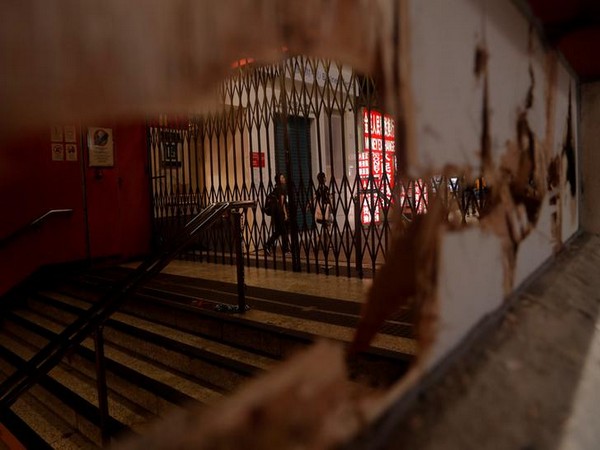 A vandalised metro station is closed to the public in Tsim Sha Tsui district, in Hong Kong