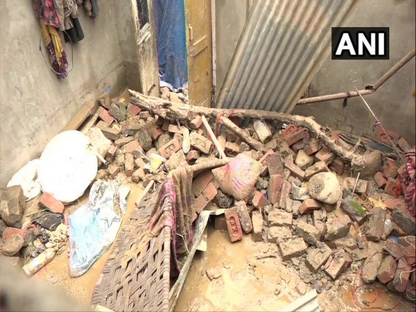 Visuals of the house collapsed in Udhampur during heavy rain on Wednesday. Photo/ANI