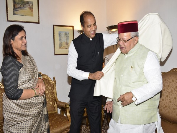 Newly-appointed Himachal Pradesh Governor Kalraj Mishra received a rousing welcome by Chief Minister Jai Ram Thakur in Shimla on Sunday. Photo/ANI