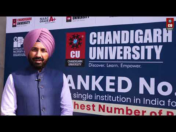 Satnam Singh Sandu and Dr Sanjeet Singh along Young Researchers of Chandigarh University who have contributed in making the University as the Top University of India 