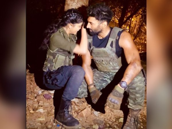 Actors Aditya Roy Kapur, Sanjana Sanghi from the sets of 'Om: The Battle Within' (Image Source: Instagram)