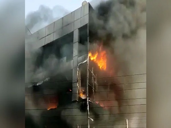Visual of fire in an area in West Delhi (Screengrab from video shared by Delhi CM Arvind Kejriwal)