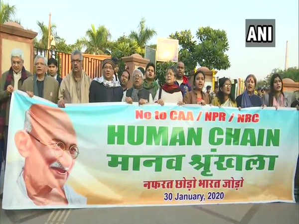 Visuals from the human chain in New Delhi on Thursday. 