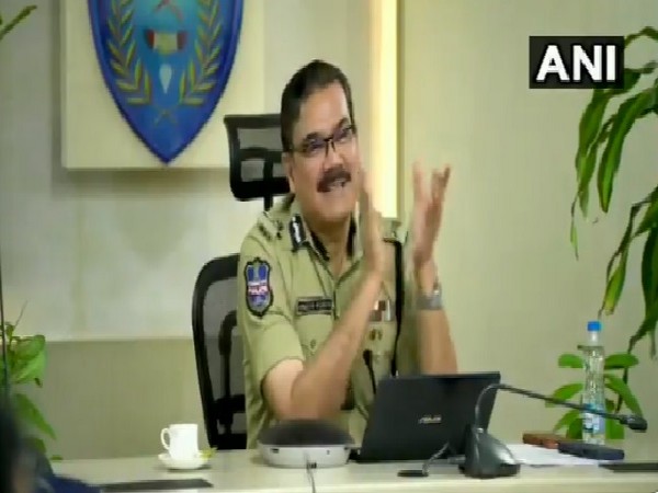 Hyderabad City Police Commissioner Anjani Kumar at a video conference with police personnel on Thursday.