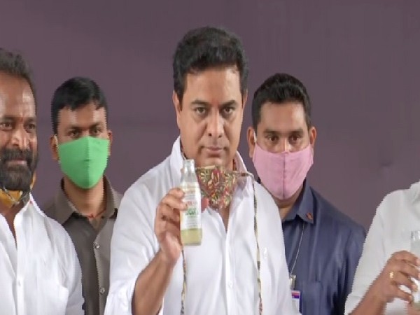 KT Rama Rao at the foundation laying for the building of the Neera cafe in Hyderabad. 