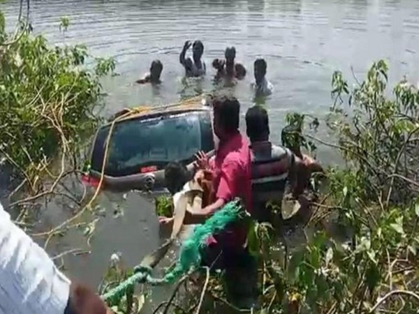 Three dead after car plunges into lake  in Hyderabad. Photo/ANI