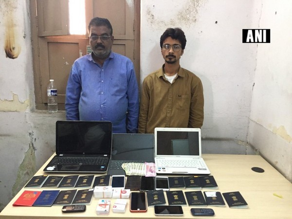 Arrested persons along with seized materials and documents 