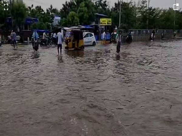 Roads in Machilipatnam town were water logged following heavy rain in the area (Photo/ANI)