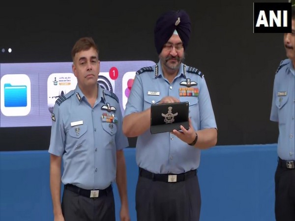 Air Chief Marshal BS Dhanoa launching combat-based mobile game ‘Indian Air Force: A cut above’ in Delhi on Wednesday. Photo/ANI