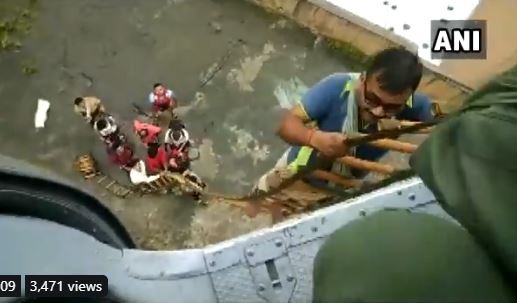 IAF helicopter rescued nine people stranded at a place in Kalyan, Maharashtra on Saturday. 