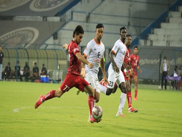 Churchill Brothers FC in action against NEROCA FC in I-League (Image: AIFF)
