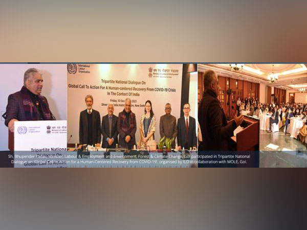 Union Minister Bhupender Yadav at the Tripartite National Dialogue. (Photo Courtesy: PIB)