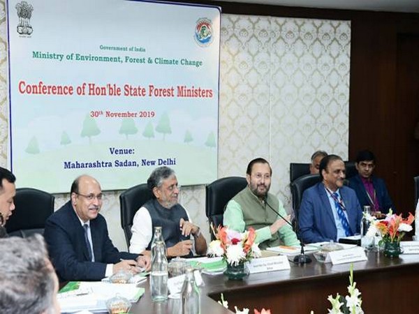 Prakash Javadekar during a meeting of state forests in New Delhi on Saturday. Photo/ANI