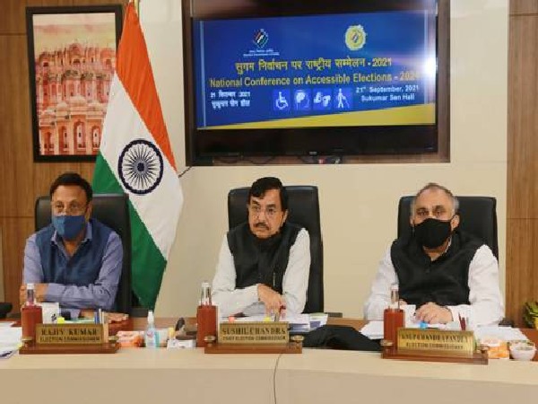 CEC Sushil Chandra, Election Commissioners Rajiv Kumar and Anup Chandra Pandey during National Conference on Accessible Elections on Tuesday.