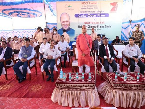Union Minister of Steel Ram Chandra Prasad Singh at the foundation stone laying ceremony for coke oven plant in Mangaluru on Sunday.