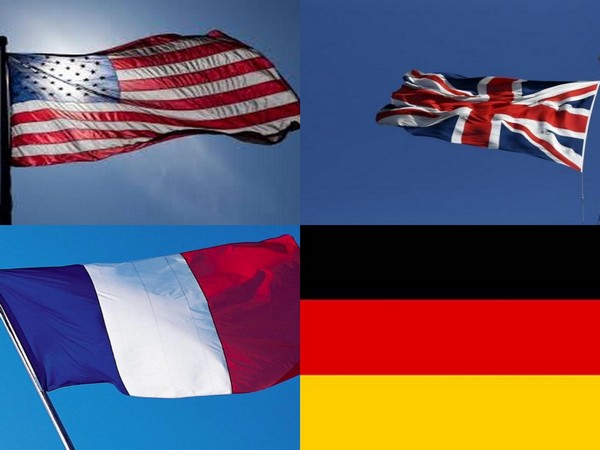 Flags of US, UK, France and Germany.
