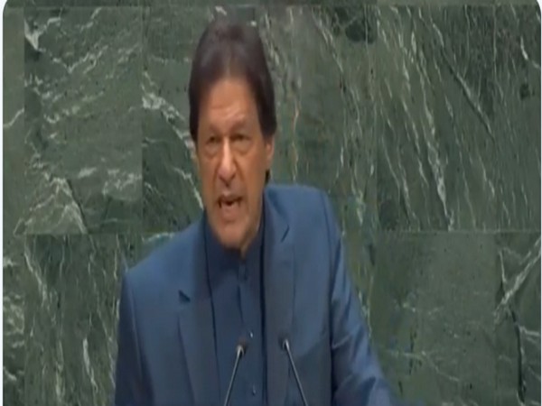 Pakistan Prime Minister Imran Khan speaking at the UNGA session in New York on Friday