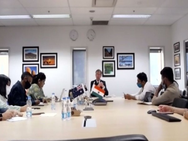 Australian Trade Minister Dan Tehan speaking to Indian media on Friday.