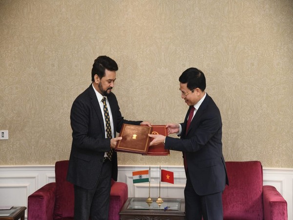 Union Minister for Information and Broadcasting Anurag Singh Thakur and his Vietnamese counterpart Nguyen Manh Hung
