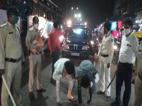 Two criminals were arrested and made to do sit-ups in Indore. (Photo/ANI)