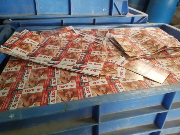 A visual from the raid at the cigarette manufacturing unit in Indore, Madhya Pradesh. Photo/ANI