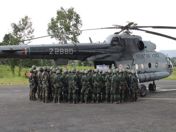 Indian Army and Royal Thai Army soldiers during the exercise on Friday at Umroi Millitary station. Photo/ANI