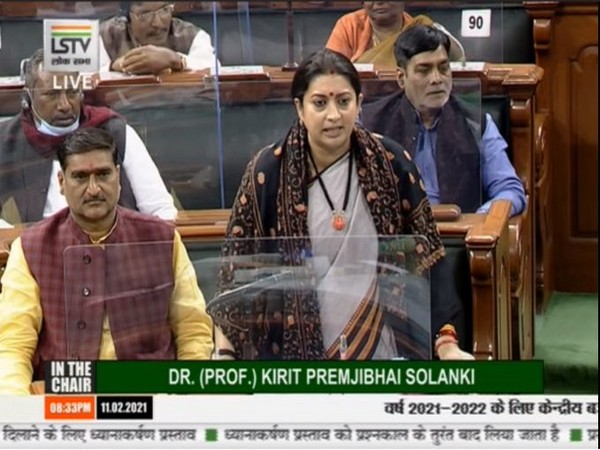 Union Minister Smriti Irani on Thursday speaking in Lok Sabha. (Photo/ANI)