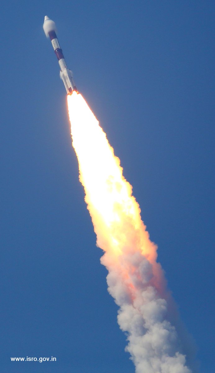 The low-Earth orbit satellite was launched from the Satish Dhawan Space Centre in Sriharikota at 9.30 am on Monday (pic courtesy ISRO twitter)